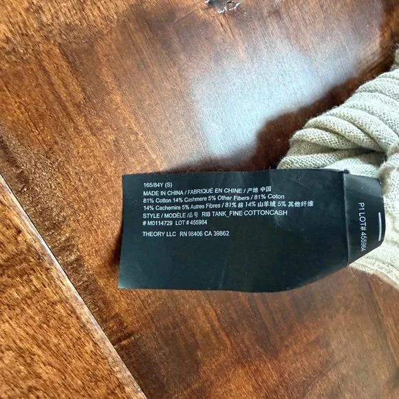 Theory Cotton/Cashmere Ribbed Knit Crop Tank - Picture 5 of 5